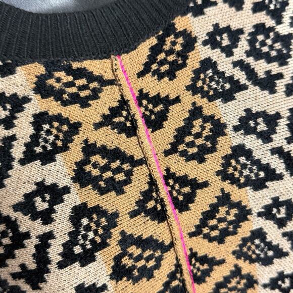 ANTHROPOLOGIE MAEVE ELLINOR SHORT SLEEVE SWEATER BOHO AZTEC ANIMAL PRINT SIZE S - Picture 3 of 7